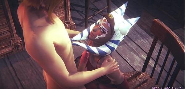  Starwars Hentai POV Ahsoka 3D 4D - blowjob and fucked cowgirl stily with creampie